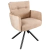 Drehbarer Design Stuhl BIG GEORGE champagner beige Samt Taschenfederkern Strukturstoff