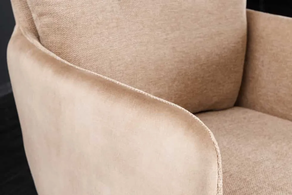 Drehbarer Design Stuhl BIG GEORGE champagner beige Samt Taschenfederkern Strukturstoff