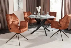 Drehbarer Design Stuhl CONCORD rost braun Samt Taschenfederkern Metallgestell braun