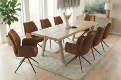 Drehbarer Design Stuhl CONCORD rost braun Samt Taschenfederkern Metallgestell braun