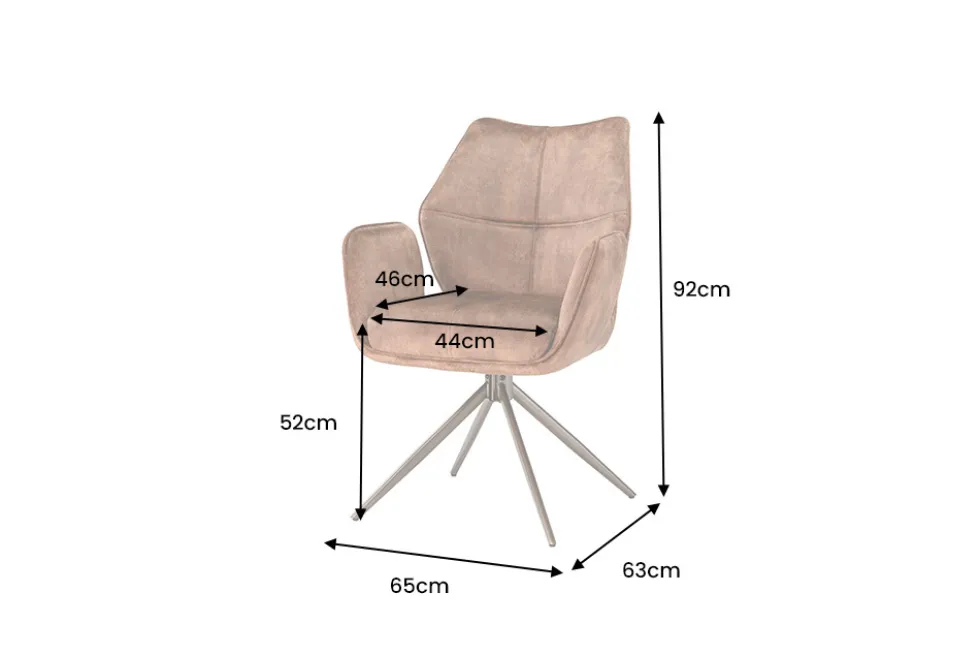 Drehbarer Design Stuhl CONCORD rost braun Samt Taschenfederkern Metallgestell braun