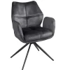 Drehbarer Design Stuhl CONCORD dunkelgrau Samt Taschenfederkern Metallgestell schwarz