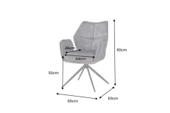 Drehbarer Design Stuhl CONCORD dunkelgrau Samt Taschenfederkern Metallgestell schwarz