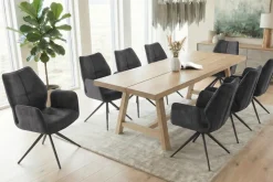 Drehbarer Design Stuhl CONCORD dunkelgrau Samt Taschenfederkern Metallgestell schwarz