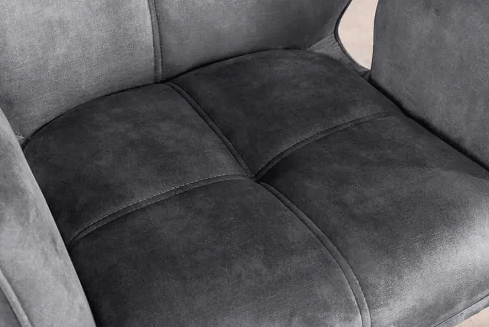Drehbarer Design Stuhl CONCORD dunkelgrau Samt Taschenfederkern Metallgestell schwarz
