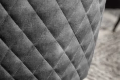 Drehbarer Design Stuhl EUPHORIA dunkelgrau Samt mit Armlehne Metallgestell schwarz