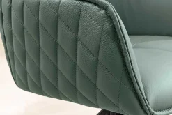 Drehbarer Design Stuhl EUPHORIA grün Echtleder schwarz Metallgestell mit Armlehne