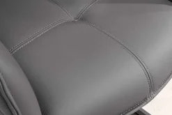 Drehbarer Design Stuhl EUPHORIA grau Echtleder schwarz Metallgestell mit Armlehne