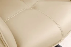 Drehbarer Design Stuhl EUPHORIA beige Echtleder schwarz Metallgestell mit Armlehne