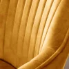 Drehbarer Design Stuhl LIVORNO senfgelb Samt Buchenholz Beine mit Armlehnen