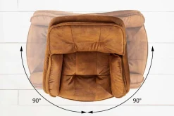 Drehbarer Design Stuhl MR. LOUNGER hellbraun Microfaser mit Armlehne Metall schwarz