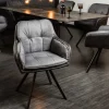 Drehbarer Design Stuhl MR. LOUNGER anthrazit grau Microfaser Flachgewebe mit Armlehne