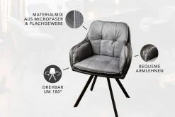 Drehbarer Design Stuhl MR. LOUNGER anthrazit grau Microfaser Flachgewebe mit Armlehne