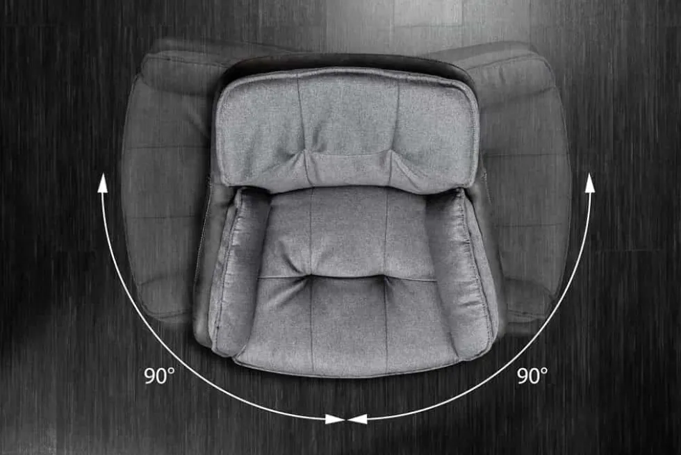 Drehbarer Design Stuhl MR. LOUNGER anthrazit grau Microfaser Flachgewebe mit Armlehne