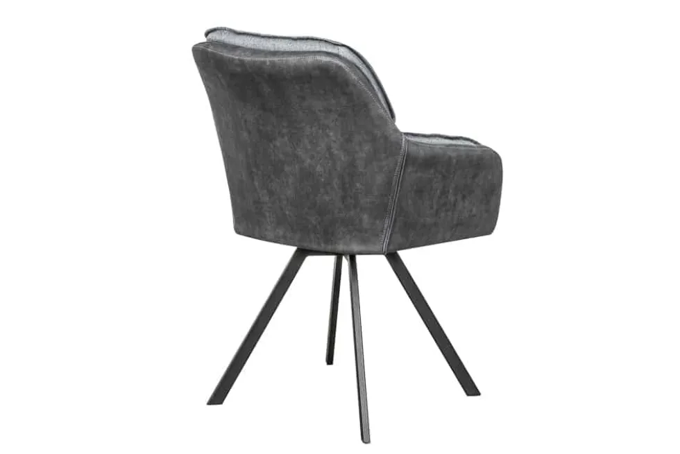 Drehbarer Design Stuhl MR. LOUNGER anthrazit grau Microfaser Flachgewebe mit Armlehne