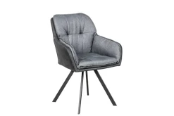 Drehbarer Design Stuhl MR. LOUNGER anthrazit grau Microfaser Flachgewebe mit Armlehne
