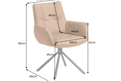 Drehbarer Design Stuhl SIGNATURE schwarz Echtleder 360° Taschenfederkern Metall