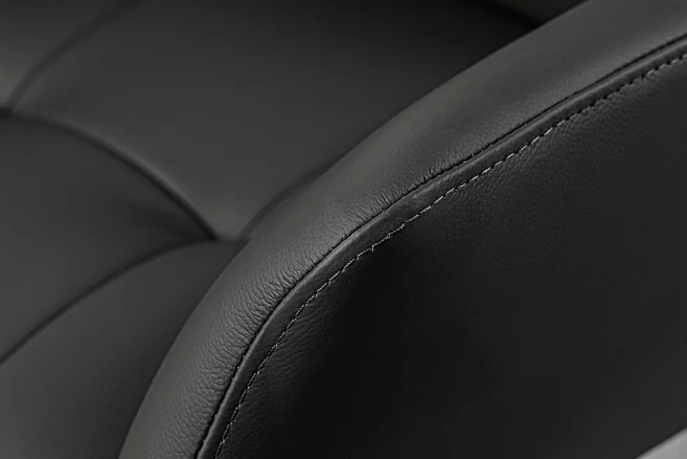 Drehbarer Design Stuhl SIGNATURE schwarz Echtleder 360° Taschenfederkern Metall
