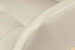 Drehbarer Design Stuhl SIGNATURE beige Echtleder 360° Taschenfederkern schwarz Metall