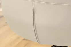 Drehbarer Design Stuhl SIGNATURE beige Echtleder 360° Taschenfederkern schwarz Metall
