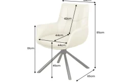 Drehbarer Design Stuhl SIGNATURE beige Echtleder 360° Taschenfederkern schwarz Metall