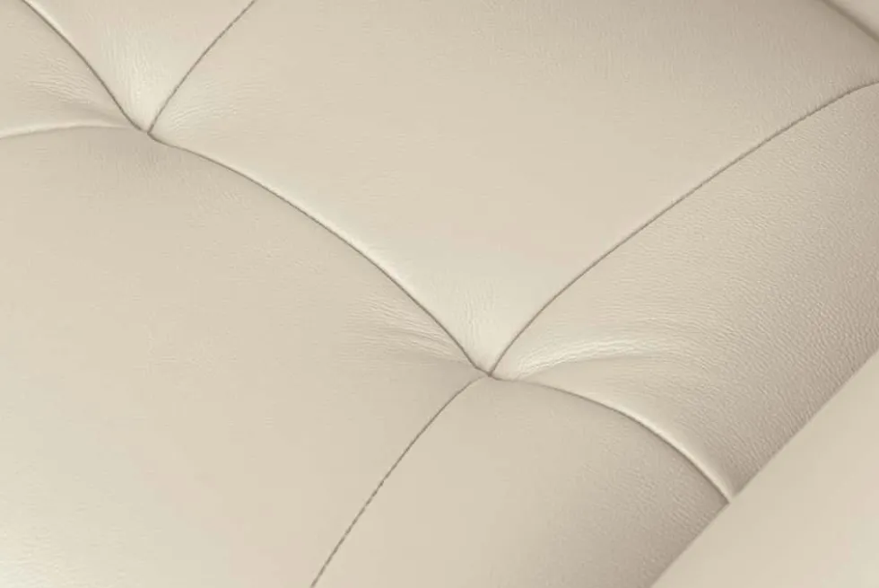 Drehbarer Design Stuhl SIGNATURE beige Echtleder 360° Taschenfederkern schwarz Metall