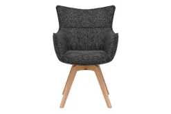 Drehbarer Design Stuhl VOGUE anthrazit natur Strukturstoff Eichenholz 360° mit Armlehne