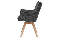 Drehbarer Design Stuhl VOGUE anthrazit natur Strukturstoff Eichenholz 360° mit Armlehne