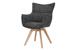 Drehbarer Design Stuhl VOGUE anthrazit natur Strukturstoff Eichenholz 360° mit Armlehne