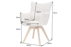 Drehbarer Design Stuhl VOGUE beige natur Strukturstoff Eichenholz 360° mit Armlehne