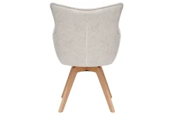 Drehbarer Design Stuhl VOGUE beige natur Strukturstoff Eichenholz 360° mit Armlehne