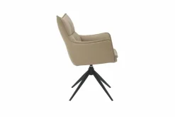 Drehbarer Design Stuhl VOGUE taupe Kunstleder Metall 360° mit Armlehne