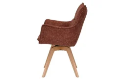 Drehbarer Design Stuhl VOGUE rost braun natur Strukturstoff Eichenholz 360° mit Armlehne