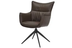 Drehbarer Design Stuhl VOGUE brandy braun Kunstleder schwarz Metall 360° mit Armlehne