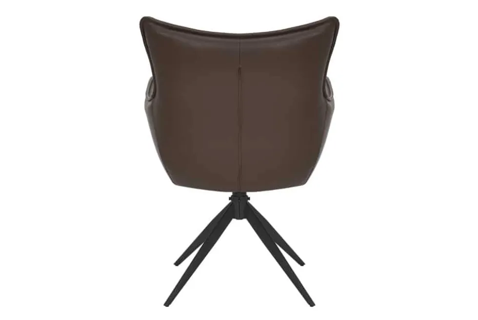 Drehbarer Design Stuhl VOGUE brandy braun Kunstleder schwarz Metall 360° mit Armlehne