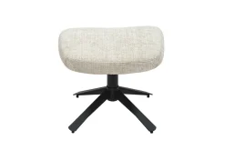 Drehbarer Hocker CLOUD champagner beige Chenillestoff schwarz Metall Fußhocker