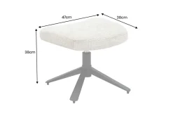Drehbarer Hocker CLOUD champagner beige Chenillestoff schwarz Metall Fußhocker
