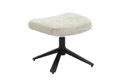 Drehbarer Hocker CLOUD champagner beige Chenillestoff schwarz Metall Fußhocker