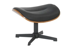 Drehbarer Hocker VOGUE COMFORT schwarz Kunstleder braun Walnuss-Design