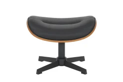 Drehbarer Hocker VOGUE COMFORT schwarz Kunstleder braun Walnuss-Design