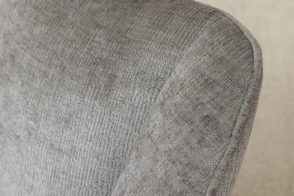 Drehbarer Retro Stuhl AVIGNON grau Chenille schwarze Metallbeine