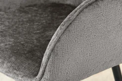 Drehbarer Retro Stuhl AVIGNON grau Chenille schwarze Metallbeine