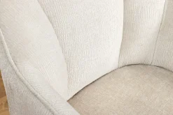 Drehbarer Retro Stuhl AVIGNON beige Chenille schwarze Metallbeine