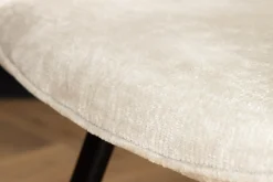 Drehbarer Retro Stuhl AVIGNON beige Chenille schwarze Metallbeine
