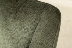 Drehbarer Retro Stuhl AVIGNON grün Chenille schwarze Metallbeine
