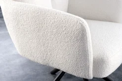 Drehbarer Retro Stuhl BIG GEORGE weiß Bouclé mit Armlehne Taschenfederkern