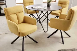 Drehbarer Retro Stuhl BIG GEORGE senfgelb mit Armlehnen und Taschenfederkernpolsterung