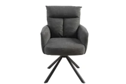 Drehbarer Retro Stuhl BIG GEORGE grau mit Armlehnen und Taschenfederkernpolsterung