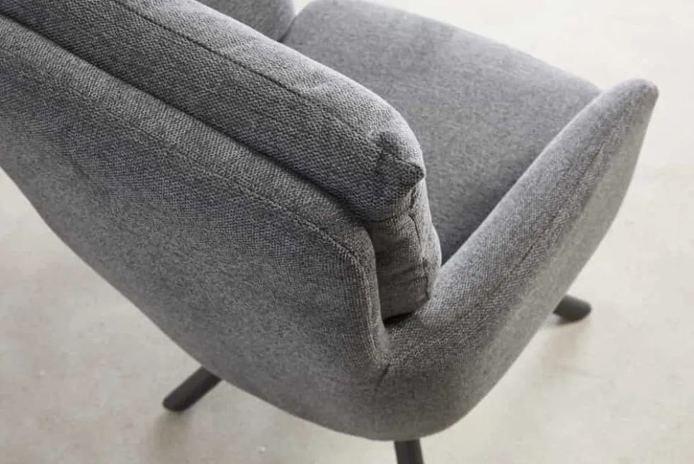 Drehbarer Retro Stuhl BIG GEORGE grau mit Armlehnen und Taschenfederkernpolsterung