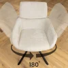 Drehbarer Retro Stuhl UNIQUE champagner beige Chenille Metallbeine mit Armlehne